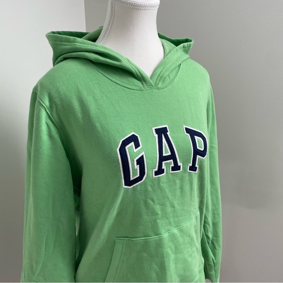 Vintage Y2K Gap Spellout Logo Kelly Green Fleece Sweatshirt Hoodie Size Medium - Picture 2 of 5